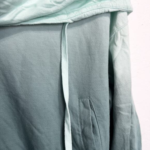 Young Broke Fabulous Sweatshirt Small Pullover Cowl Dip Dye Green Hood Dolman - Picture 4 of 8